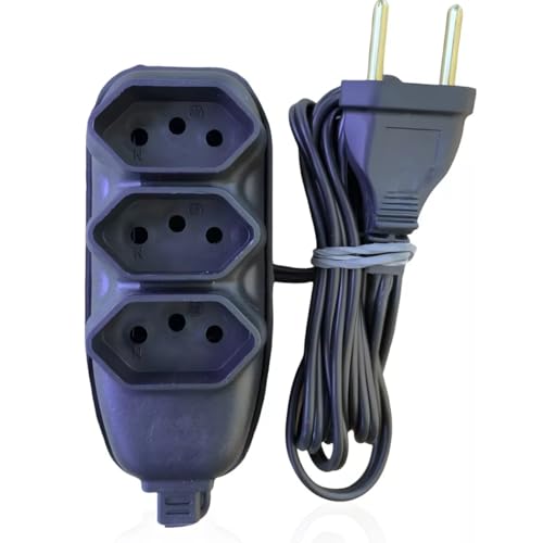 Extensão Elétrica 3 Tomadas 10 METROS Premium Cabo PP Flexivel Slim Tripolar Bivolt com Pino Terra P