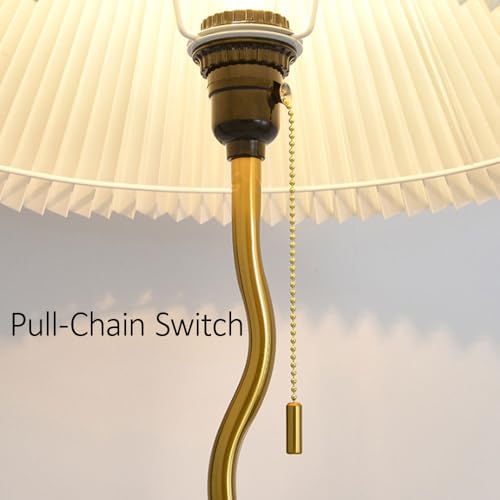 Lampadaire en lin plissé 63" avec douille E27 et base marbre stable - 7