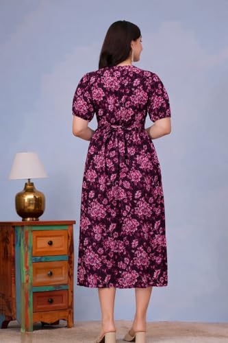 Image of Women's Maternity Feeding Dresses for Women, Easy Breastfeeding Dress, Cotton Blend Anarkali Dress with Nursing Zip for Pre & Post Pregnancy