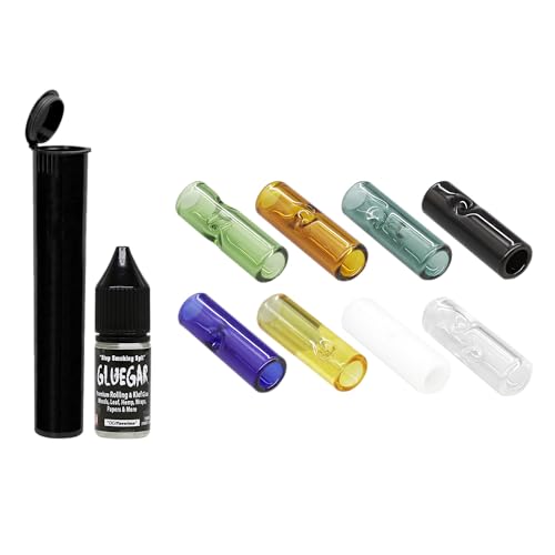 Rollers-Glass Tips-12 Pack- Variety Sizes & Colors (8mm,10mm,12mm) Bundled with GlueGar 10ml, Tube, Caligars Sticker (Mix, 10mm)