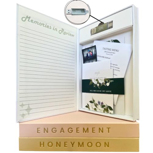 3-in-1 Ultimate Wedding Album Collection: Physical and Digital Photos for Wedding, Engagement, Honeymoon-Wedding Gifts, Bridal Shower Gifts, Keepsake Box, Photo Album, Scrapbook, Memory Box -16GB USB
