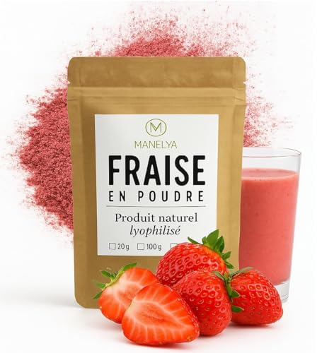Polvo liofilizado de fresa 100% natural, aroma intenso y color brillante, ideal para batidos, pastelería, yogures y postres – Sin azúcares añadidos – 100 g