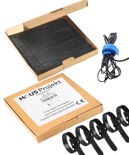 Haus Projekt Fascette Cavi Riutilizzabili, 100 x Nero, Forte Nylon Fermacavi, Fascette Strappo, Fermacavo Regolabile, Cable Management, Organizzatore Cavi per Ufficio, Giardino, Cuffie, USB, 150x12