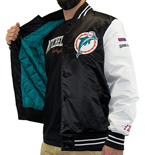 Mitchell & Ness NFL Team Origins Varsity Satin Jacket - Miami Dolphins, L