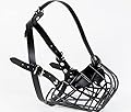 Strong Metal Wire Basket Dog Muzzle for American Bully (BA, Black leather/Black wire)