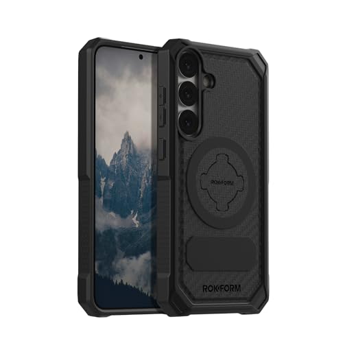 Image of Rokform Rugged Case Compatible with Galaxy S25 Plus, Magnetic Cover with Twist Lock, Drop Tested Armor (Black) | Magnetic Cover, with Twist Lock, Drop Tested Armor