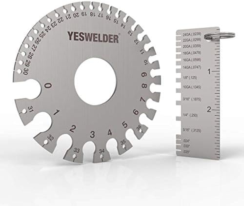YESWELDER Round Dual Sided Metal Sheet Guage & Metal Sheet Thickness Gauge 2pk Stainless Steel Wire Welding Gauge