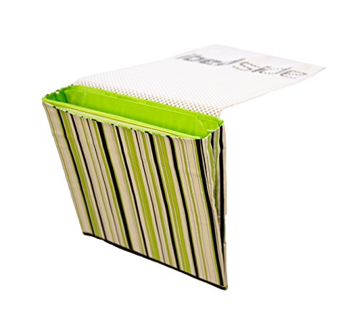 Padded Spaces iBedside: Tidy Bedside Caddy for iPhone, iPad, Apple Watch & more (Green Stripe)