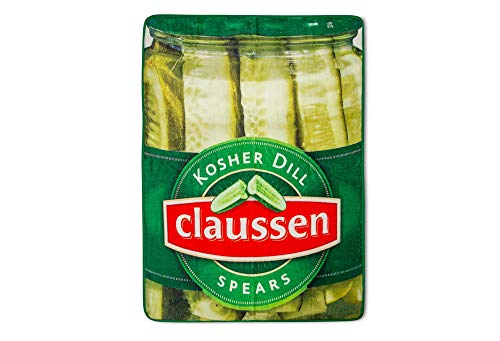 Claussen Kosher Dill Pickles Plush Throw Blanket | Cozy Sherpa Wrap Covering for Sofa Bed | Super Soft Lightweight Fleece Blanket | Geeky Home Decor | 45 x 60 Inches