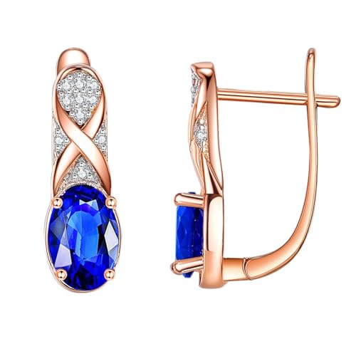 Boucles d'oreilles à cerceaux infinies TABOJS en or rose et oxydes de zirconium bleu foncé