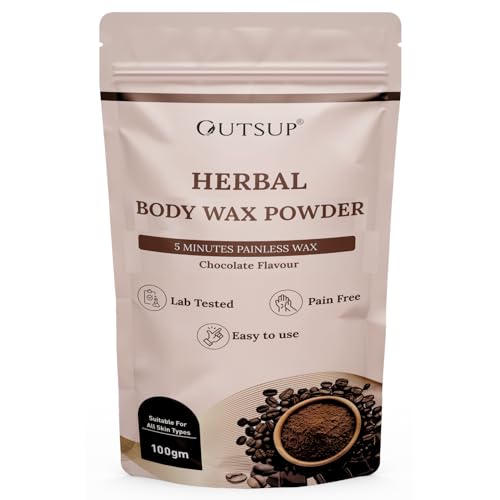 Image of OUTSUP Wax Powder for Hair Removal for Women & Men | Painless Hair Removal with No harmful chemicals, Irritation, Skin Rashes | Chocolate Flavour | Not for Face- 100gm