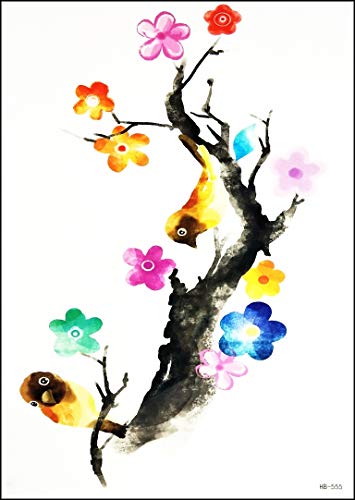 Oncex Big 3 Sheets Bird Waterproof Temporary Tattoos Fake Stickers Festive Party For Kid Teens Men Women Tattoo 3D Little Birds Tree Cute Flowers Cartoon Fashion Realistic Removable #TOP2