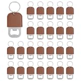 Yugada 25 Pack Leather Bottle Opener Keychain Stainless Steel Flat Beer Opener Keychain DIY Beverage Beer Bottle Openers for Party Favor Bartender Bar Restaurant