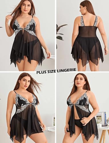 Image of Avidlove Women Lace Lingerie Front Closure Babydoll V Neck Nightwear Sexy Chemise Nightie