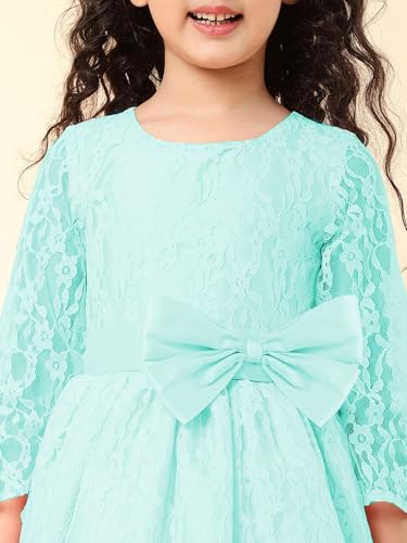 Image of A.T.U.N. (All Things UBER Nice) Girls Fit and Flare Knee Length Double Bow Dress for Party, Birthday and Special Occasion