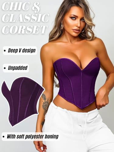 Image of ChiaoLezhee Heart Corset Top For Women, Sexy Concert Outfits Going Out, Strapless Crop Top, Overbust Bustier