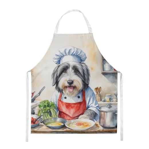 Caroline's Treasures Bearded Collie The Chef Apron Cooking Kitchen Server Baking Crafts Gardening for Adult Women Men, Unisex, Large, Multicolor