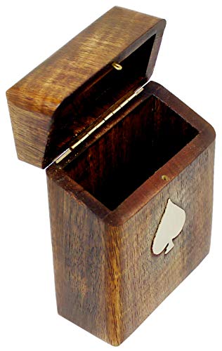 Wooden Playing Card Gift Set Box - Deck of Premium Quality Playing Cards - Gifts for Men - 4.2" x 3" x 1.5"