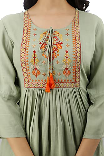 Image of DMP FASHION Women's Rayon Classic Heavy Embroidery Top with Beautifull Tassels at Front and on Both Sleeves
