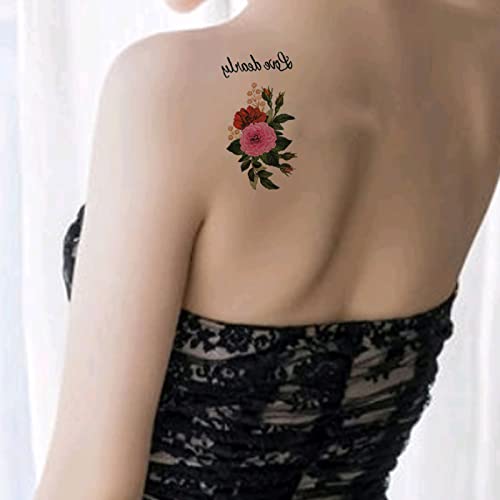 17 Sheets Flower Butterfly Waterproof Temporary Tattoos Small Colorful Floral Body Art Realistic Lasting Tattoos Stickers Hand Neck Lower Back Shoulder Arm Wrist Gift For Women Men 2.4*4.1Inch #TOP1