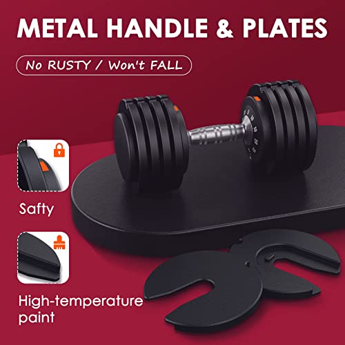 Flybird Adjustable 25Lb Single Dumbbell For Men And Women With Anti-Slip Metal Fast Adjust Weight By Turning Handle,Black Dumbbell With Tray Suitable For Full Body Workout Fitness #TOP3