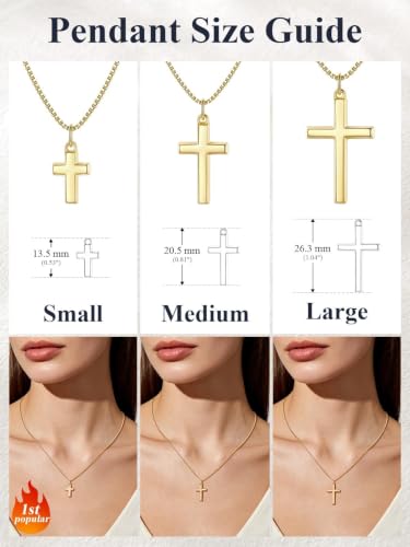 Image of U7 Cross Necklace for Women,Silver /14K Gold Plated Cross Necklace with 18-20 inch Box Chain,Tiny /Medium /Large Cross Pendant Necklace Religious Necklaces Christian Jewelry Gift for Her