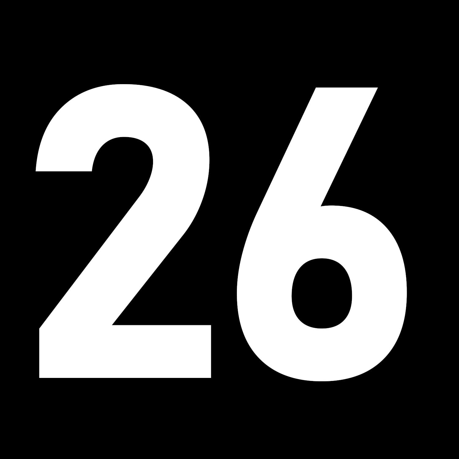 Pack of 5 5cm/2" Waterproof House Number Wheelie Bin Stickers - Recycling Box Text Sticker - Party Age Decorations - Numbers for Wheelie Bins - Peel & Stick (26)