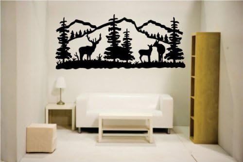 Newclew Elk Deer Nature Mountain Hunting Removable Vinyl Wall Quote Decal Home Décor (22'' x 52'', Black)