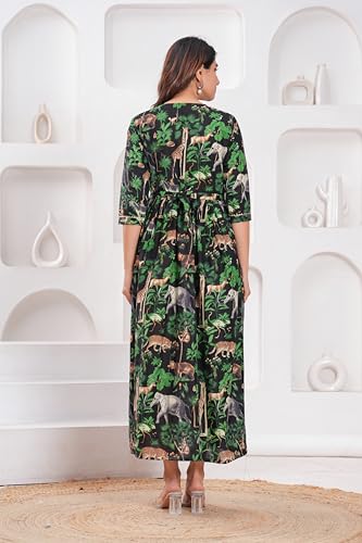 Image of Women's Feeding Kurta Cotton | Floral Anarkali Pregnancy Kurta with Nursing Zipper | Pre & Post Partum | Maternity Dresses | Mom to Be Gift