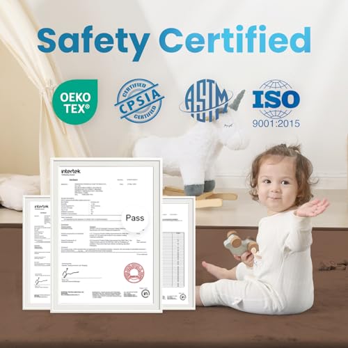 Image of 1.3 inch Thick Baby Play Mat for Floor, 79x79 Large Foam Tummy Time Mat, Padded Support Soft Plush Nursery Rug for Infant Kids Toddler Crawling Kick Activity (Chocolate Brown)