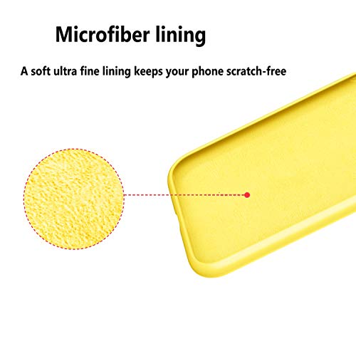 Ultra Slim Liquid Silicon Gel Case Compatible With Iphone 12,For Iphone 12 Pro 6.1 Inch 2020 With Card Holder Sleeves Slot Anti-Scratch Shockproof Wallet Cover With Screen Protector (Yellow) #TOP6