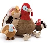 MorisMos Peluche Dinde Juguete Suave, Mamá De 35 Cm Con 3 BebéS Acolchozosos...