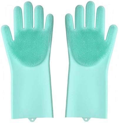 Shahn 2 Pairs Reusable Silicone Dishwash Gloves with Wash Scrubber Heat Resistant for Cleaning Dish Washing Household. (B08K989H5M) Amazon Price History, Amazon Price Tracker