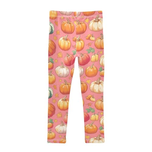 Girls Leggings Autumn Pumpkins Pink Kids Length Leggings Pants Toddler Athletic Soft Tights Trousers 4T2