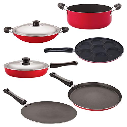 Nirlon Non Stick cookware Kitchen Accessories for Cooking Combo Set of 6 Pieces (26_CT_FP13_CHATTI_UP_Cass20_FT12)