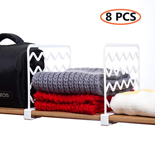 CY craft 8 PCS Shelf Divider,Thickened Wood Shelf Dividers,White Plastic Closet Shelf Separators