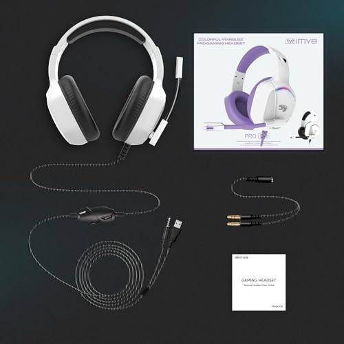 Image of Gaming Headset with Microphone for Pc, Xbox One Series X /s, Ps4, Ps5, Switch, Stereo Wired Noise Cancelling Over-Ear Headphones with Mic, RGB, for Computer, Laptop, Mac, Nintendo (White)