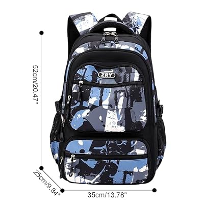 JiaYou Men Teens Middle School Graffiti Backpack High School Laptop Daypack College Bag(Blue,45 Liters)