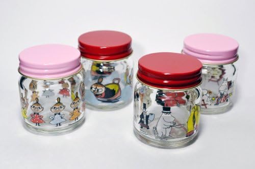Moomin Valley Characters Glass Candy Jar with lid Set 4 Pieces Made in Japan