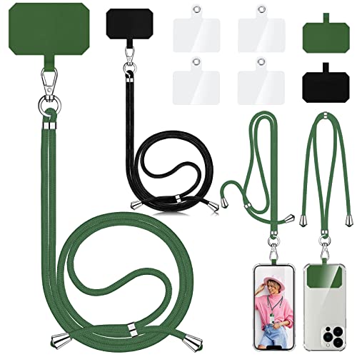 Aulese 2 Unidades de Cadena para teléfono móvil Universal, Unisex, Ajustable para Colgar, cordón para teléfono móvil con 4 Almohadillas, Compatible con Todos los Smartphones, Funda de teléfono móvil