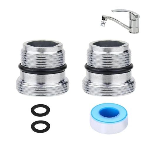 BlueXP 2 Stück Wasserhahn-Adapter M18-M22 Aussengewinde Wasserhahn Metall Wasserhahnadapter mit Gummidichtung für Badezimmer Küche Wasserreiniger