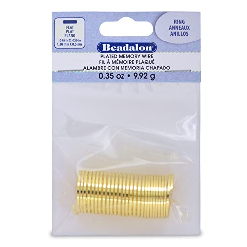 Beadalon Memory Flat Wire - Ring, Gold, Approx. 33 coils