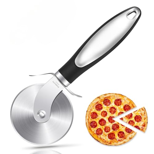 MZDMY Pizza Cutter Wheel，8.3 inch Super Sharp Pizza Cutter, Pizza Slicer with Non-Slip Handle, Stainless Steel Pizza Wheel Cutter, Dishwasher Safe