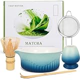 5 PCS Matcha Whisk Set, Includes Bowl with Spout and Bamboo Matcha Whisk, Bamboo,Matcha Scoop, and Stainless Sifter Decorative Matcha Lover Gift for Flavor and Smooth Whisking Easy to Clean