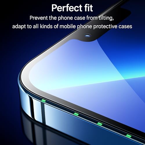 Image of Tempered Glass Screen Protector Compatible for iphone 16e, iPhone 14, iPhone 13 and iPhone 13 Pro (6.1 Inch) with Edge to Edge Coverage and Easy Installation kit, Black