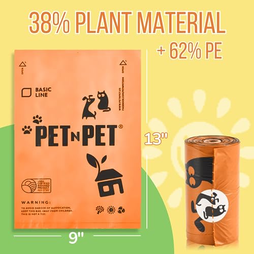 Pet N Pet Dog Poop Bag, Dog Poop Bags Rolls, Dog Bags, Doggie Poop Bags, 38% Plant Based & 62% Pe Dog Waste Bags, Extra Thick Doggy Poop Bags, Cat Poop Bags, Dog Bag, Pet Waste Bags, Doggie Bags #TOP1