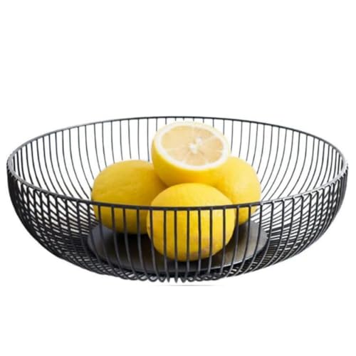 DACUAN 1 Pack Metal Fruit Basket,Black Wire Fruit Bowl,Sundries Basket,Snack Storage Case,for Vegetable Snack Bread Kitchen,Home Decor - Black