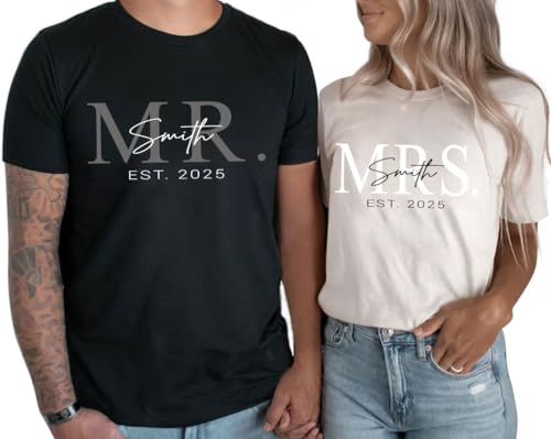 Personalized Mr and Mrs Shirts, Bride and Groom Shirts, Just Married Shirt, Husband Wife Shirt, Wedding Gifts