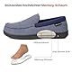 EverFoams Herren Mokassin Pantoffeln Atmungsaktive Komfort Memory Foam Frottee Hausschuhe mit Anti-Rutsch-Gummisohle,Demin Blau,44 EU