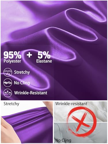 Qnursma Women’s Stretch Satin Blouses for Women Dressy Casual Elegant V Neck Tops for Women 3/4 Sleeve Flowy A-Line Silky Shirt for Wedding Guest Evening Party Outfits Church Work Clothes Purple — view 4